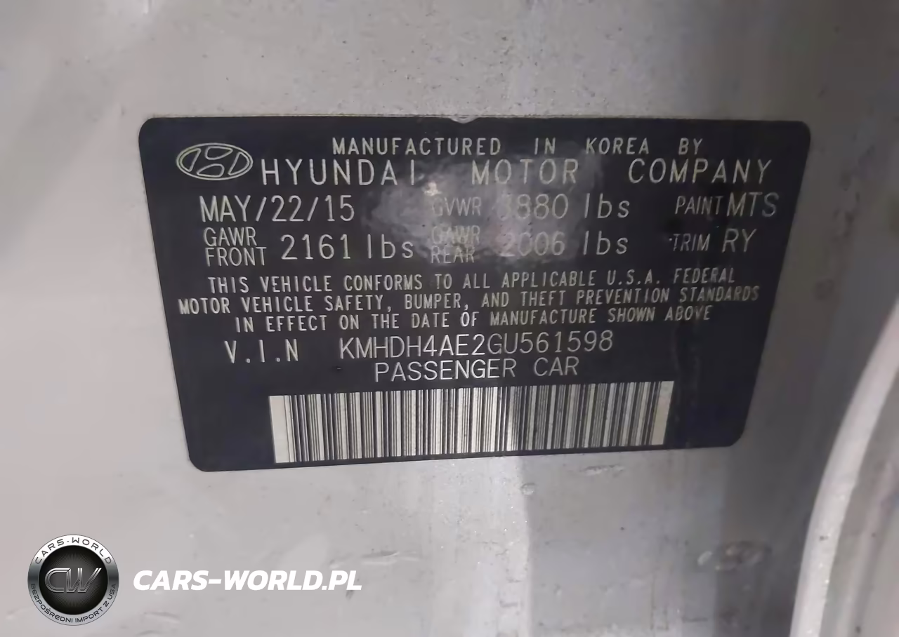 2016 Hyundai Elantra Limited VIN:KMHDH4AE2GU561598 - 9