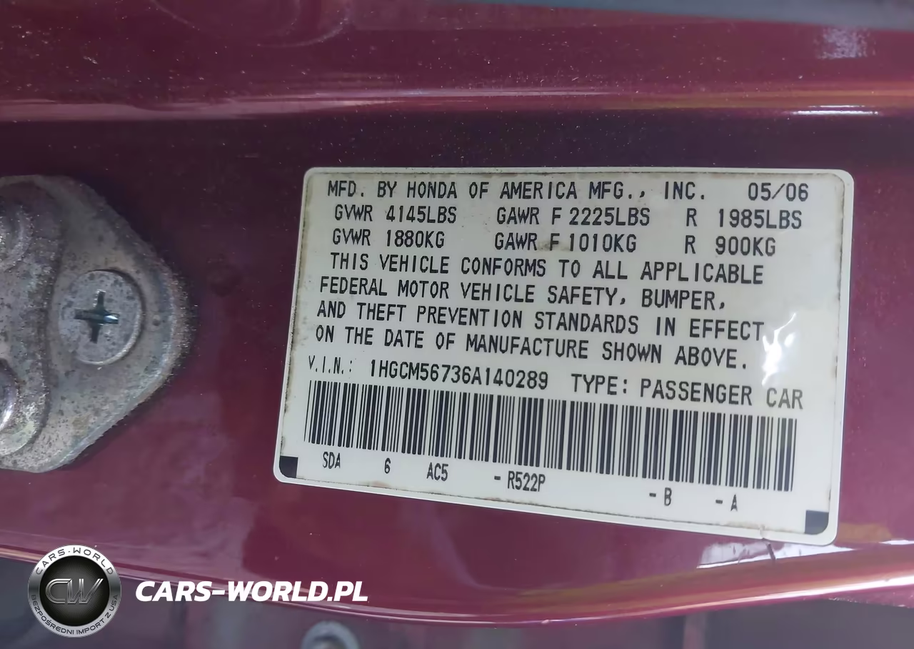 2006 Honda Accord 2.4 Ex VIN:1HGCM56736A140289 - 9