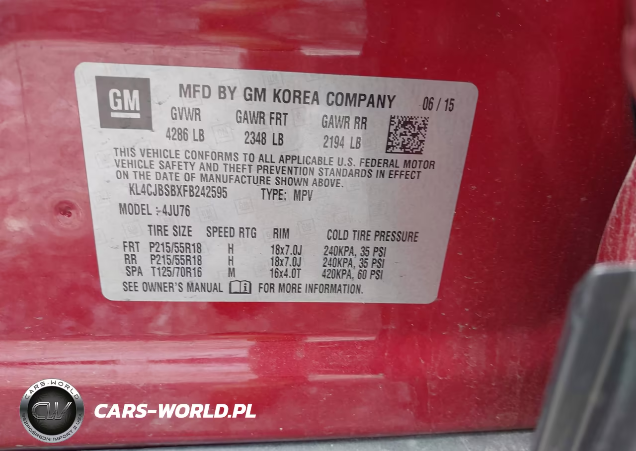 2015 Buick Encore Convenience VIN:KL4CJBSBXFB242595 - 9