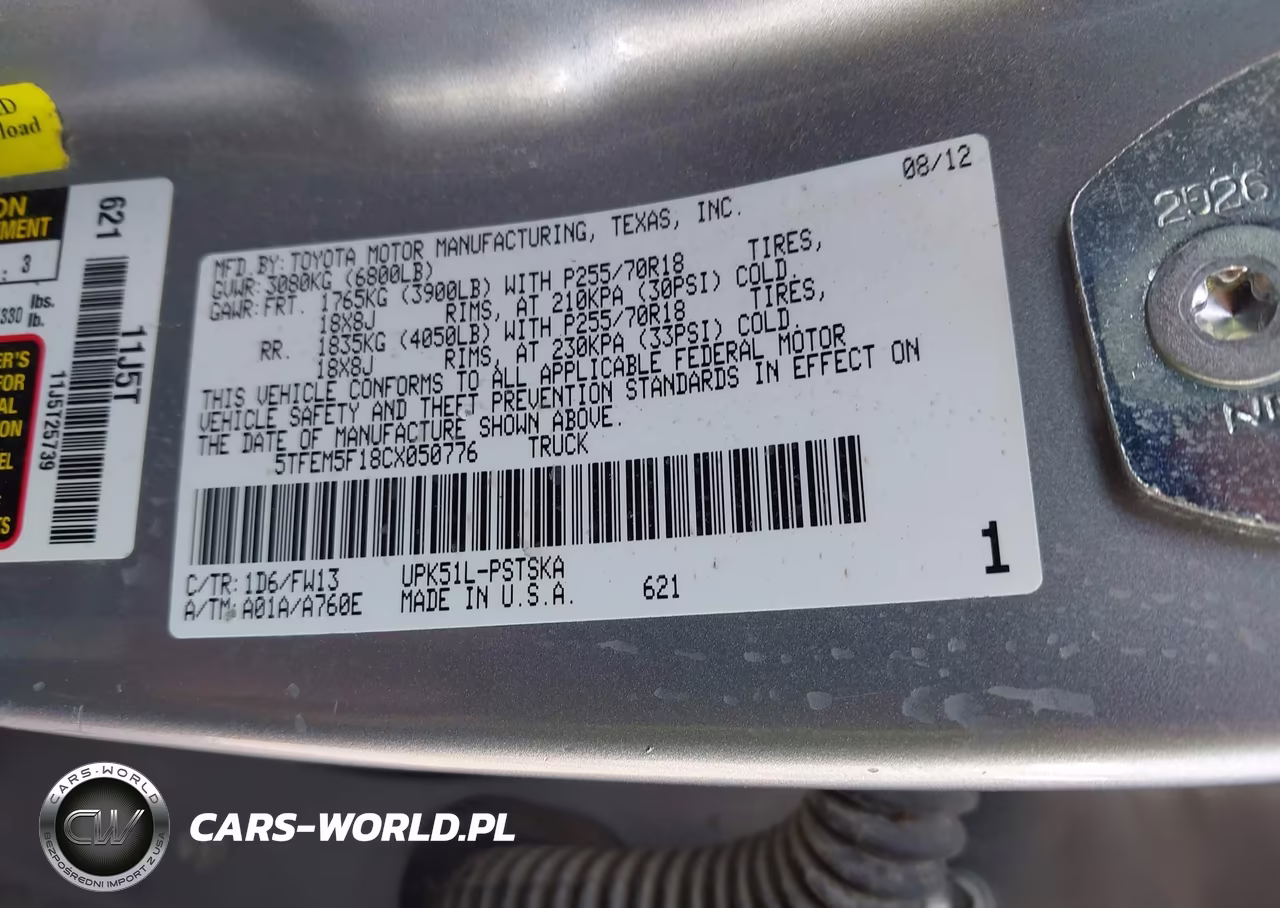2012 Toyota Tundra Grade 4.6L V8 VIN:5TFEM5F18CX050776 - 9
