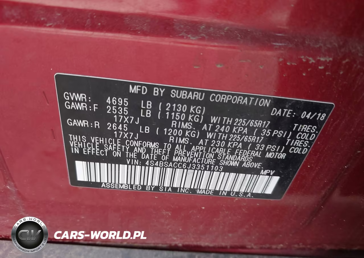 2018 Subaru Outback 2.5I Premium VIN:4S4BSACC6J3351103 - 9