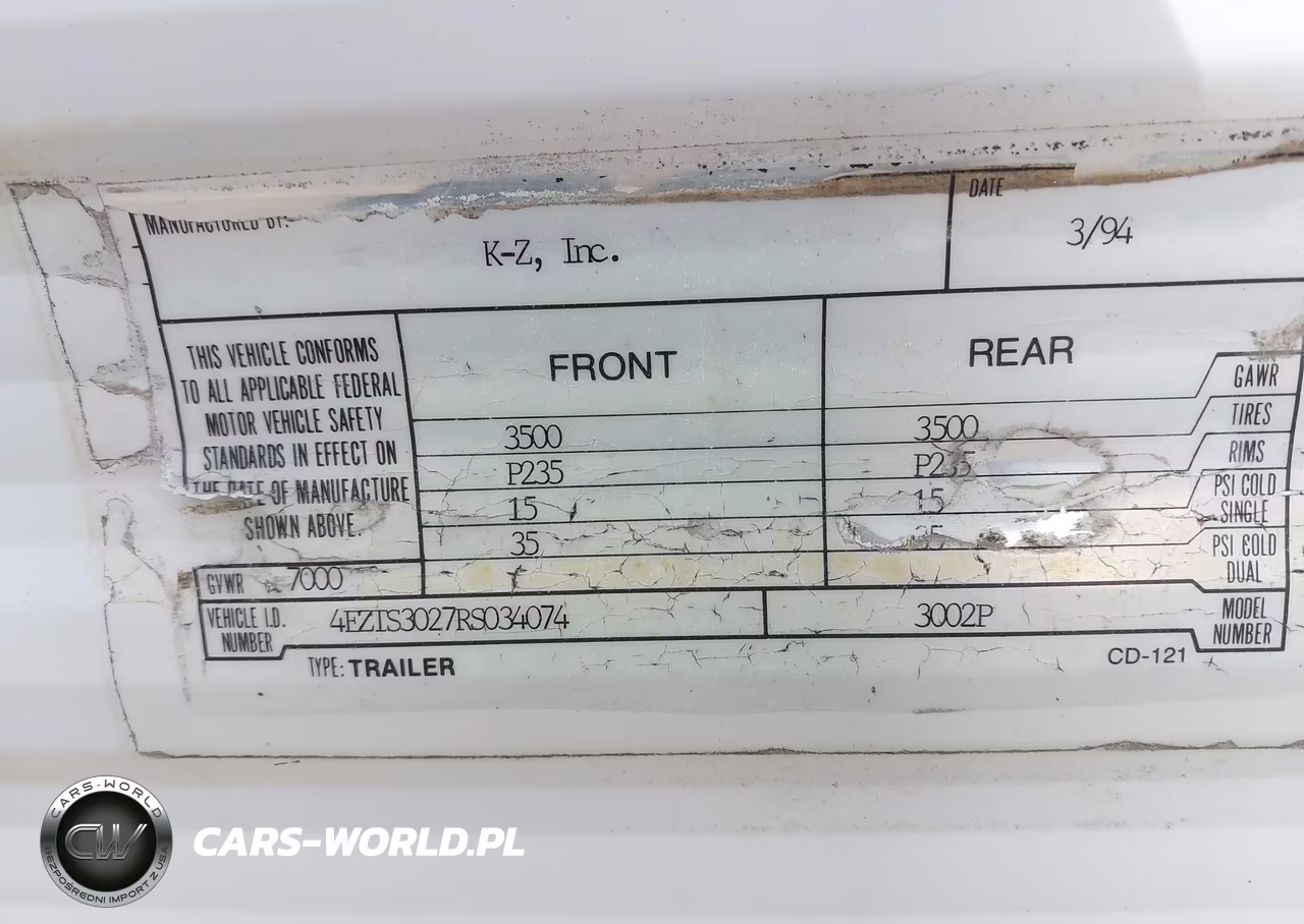 1994 Kz Inc Sportsman VIN:4EZTS3027RS034074 - 9