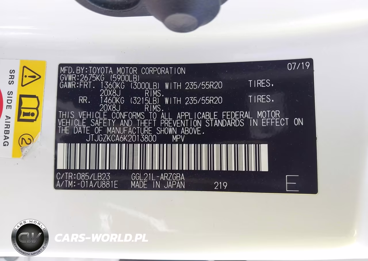 2019 Lexus Rx 350L Base VIN:JTJGZKCA6K2013800 - 9