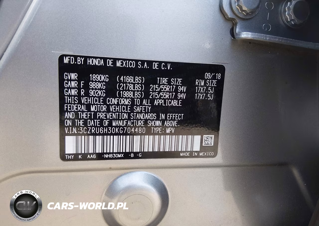 2019 Honda Hr-V Lx VIN:3CZRU6H30KG704480 - 9