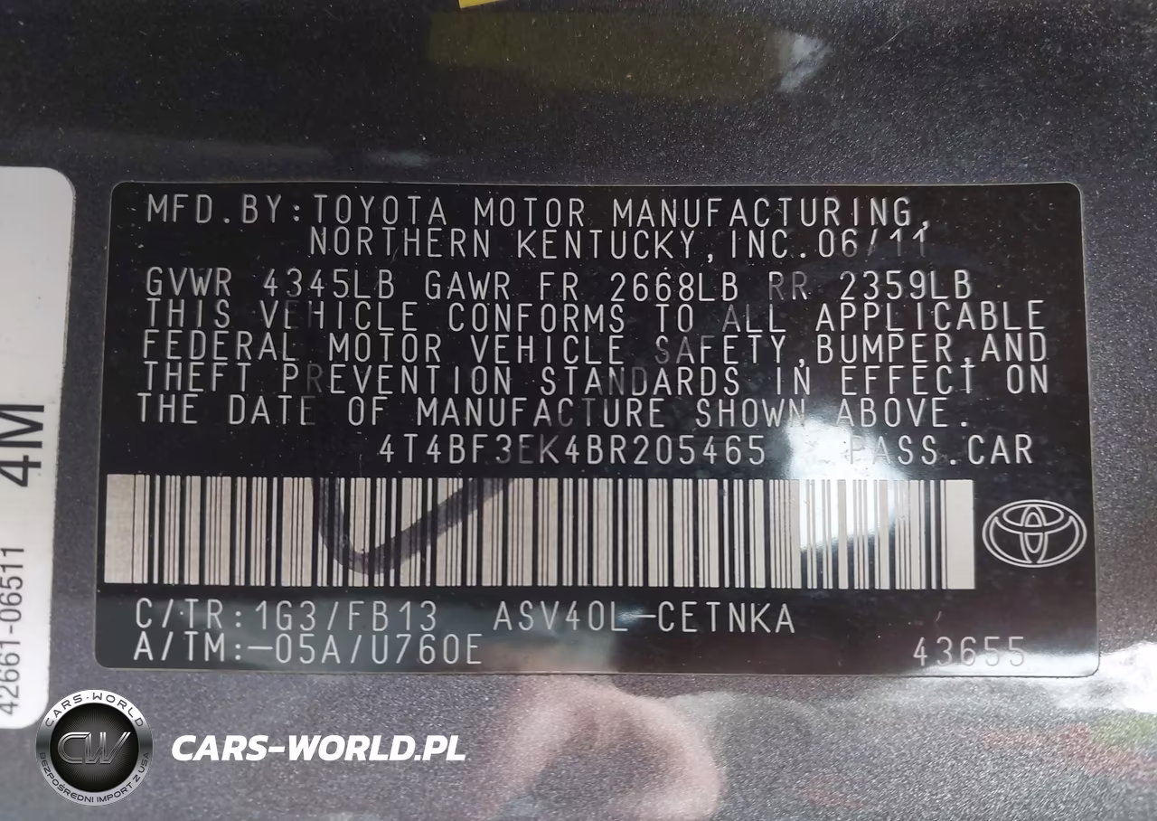 2011 Toyota Camry Le VIN:4T4BF3EK4BR205465 - 9