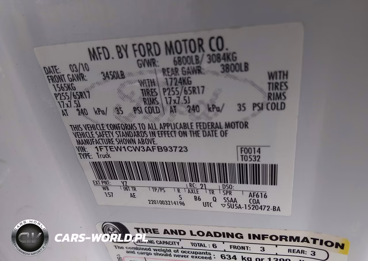 2010 Ford F150 Supercrew VIN:1FTEW1CW3AFB93723 - 9
