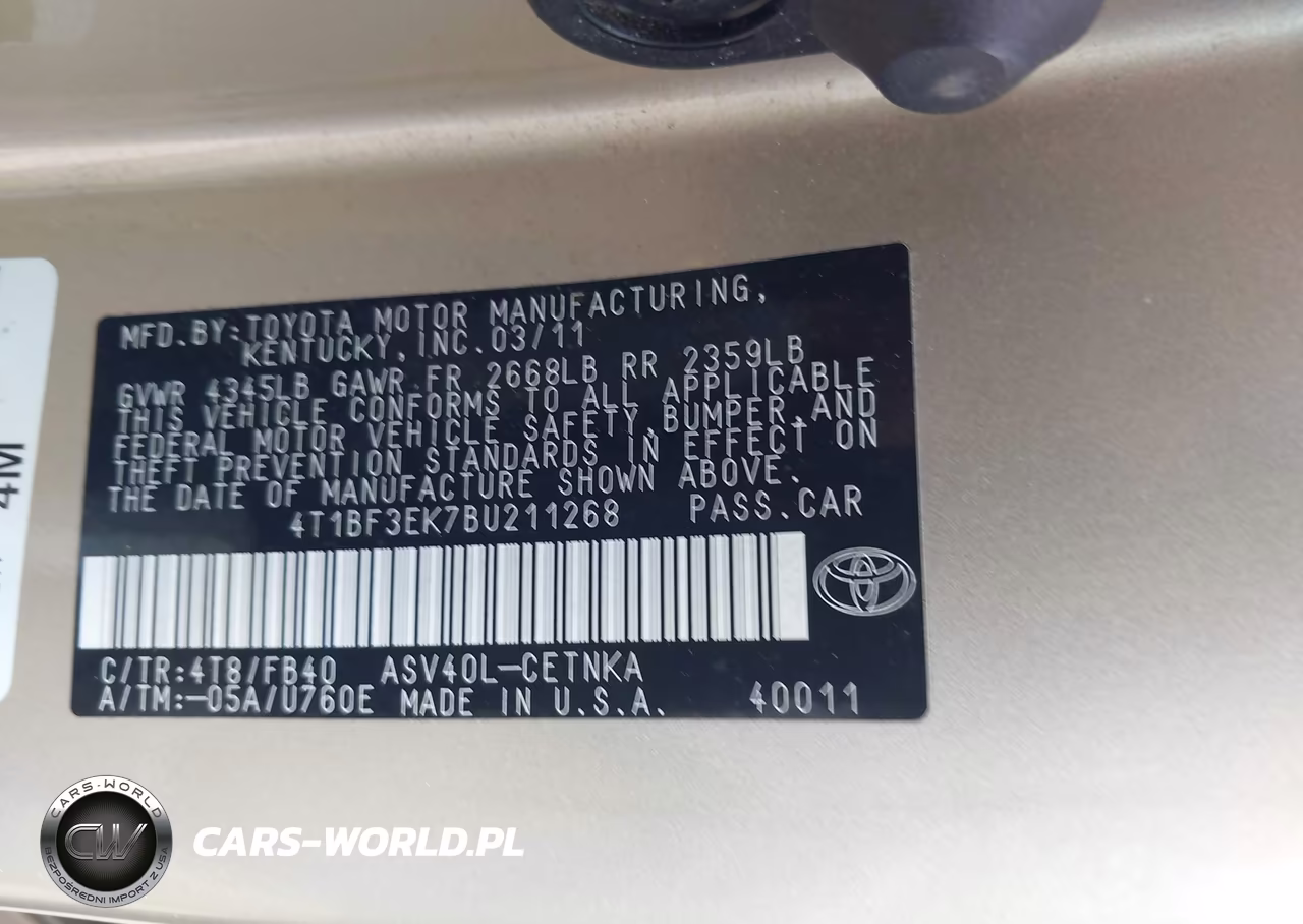 2011 Toyota Camry Le VIN:4T1BF3EK7BU211268 - 9