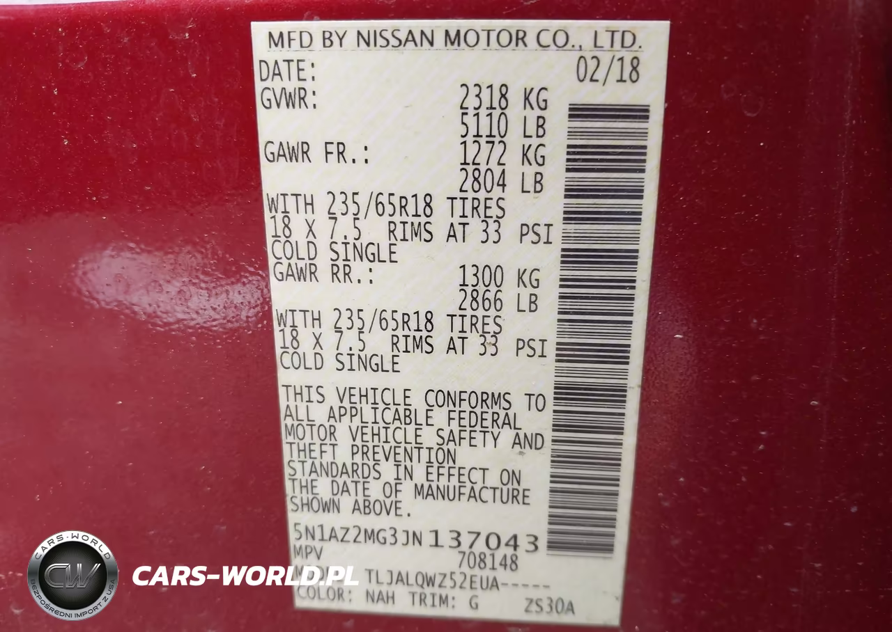 2018 Nissan Murano Sv VIN:5N1AZ2MG3JN137043 - 9