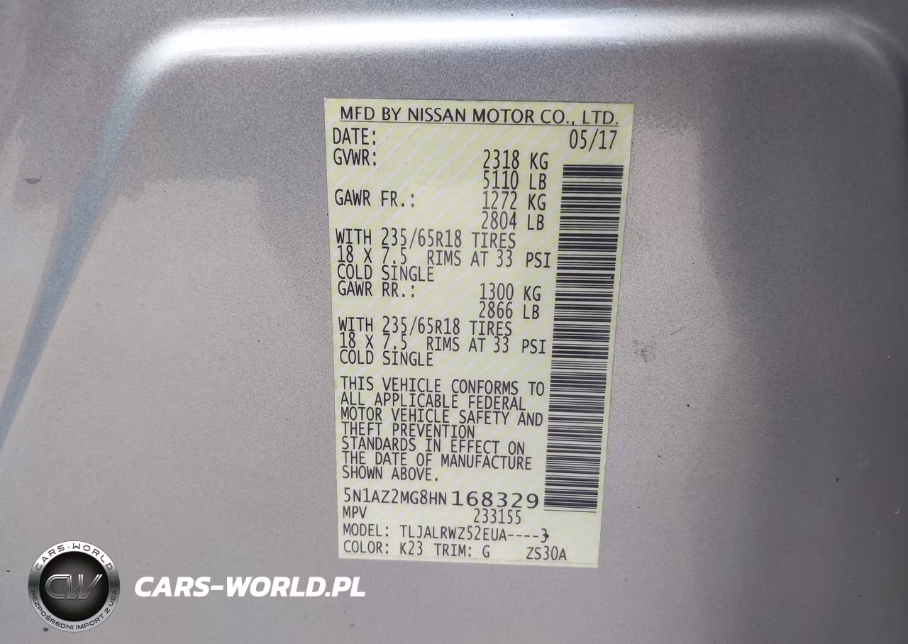 2017 Nissan Murano Sl VIN:5N1AZ2MG8HN168329 - 9