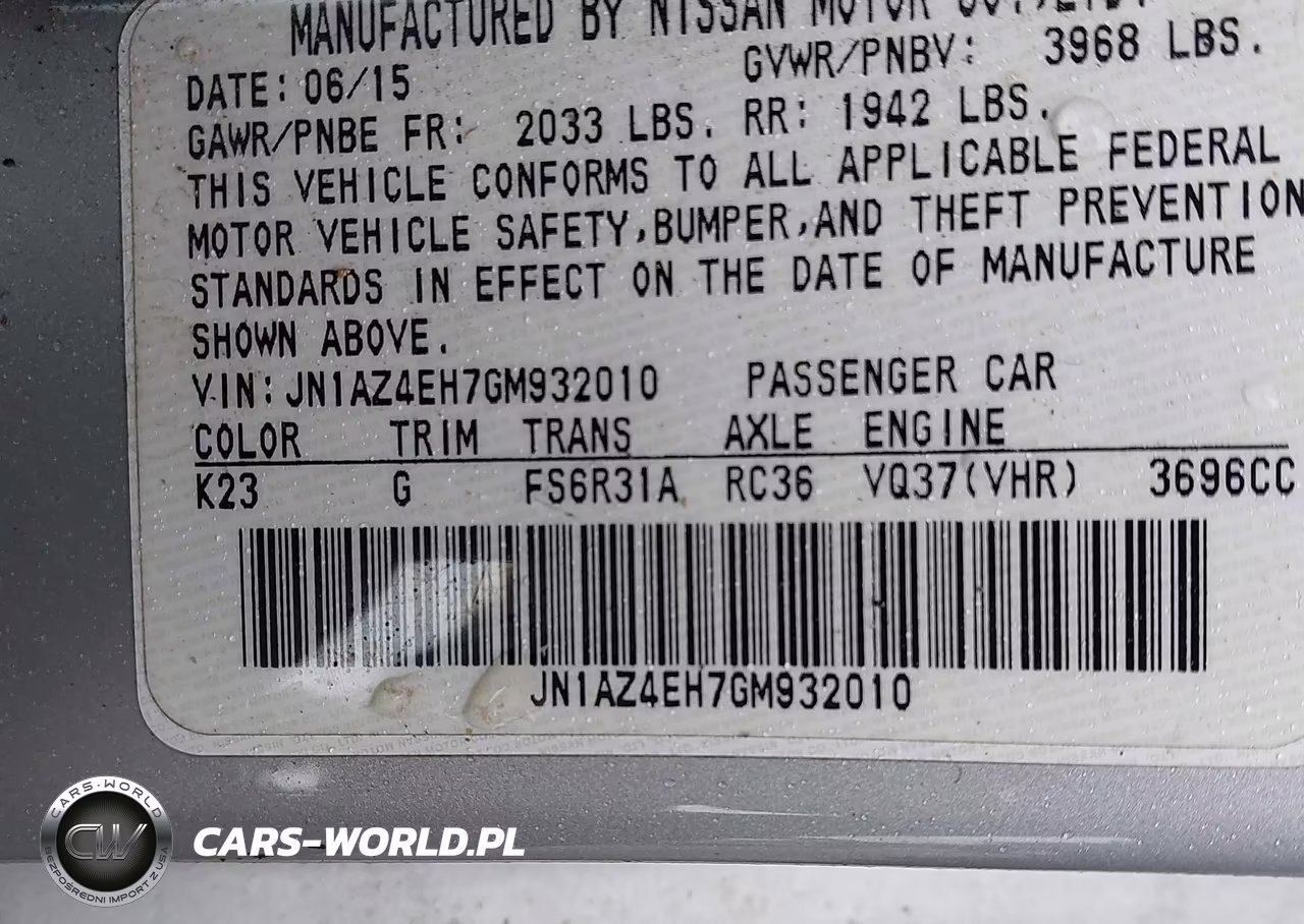 2016 Nissan 370Z VIN:JN1AZ4EH7GM932010 - 9