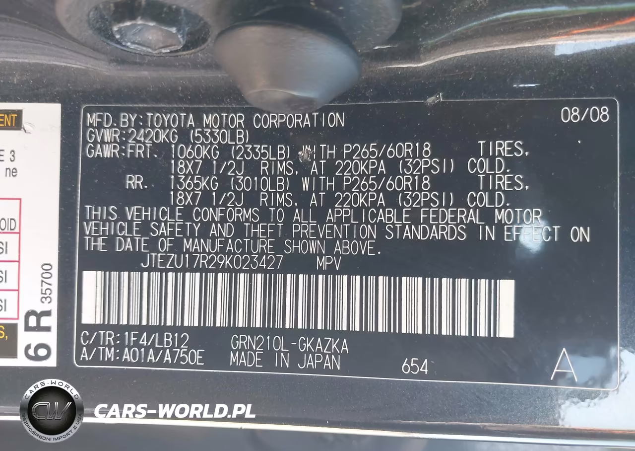 2009 Toyota 4Runner Limited V6 VIN:JTEZU17R29K023427 - 9