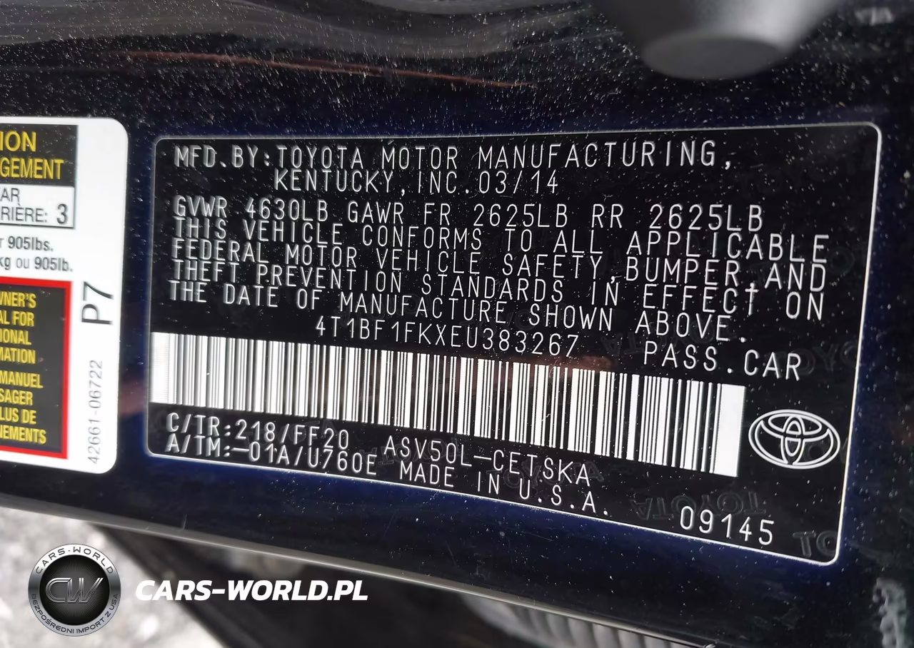 2014 Toyota Camry Se VIN:4T1BF1FKXEU383267 - 9