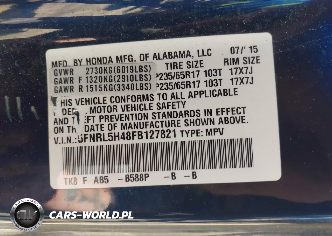 2015 Honda Odyssey Ex VIN:5FNRL5H48FB127821 - 9