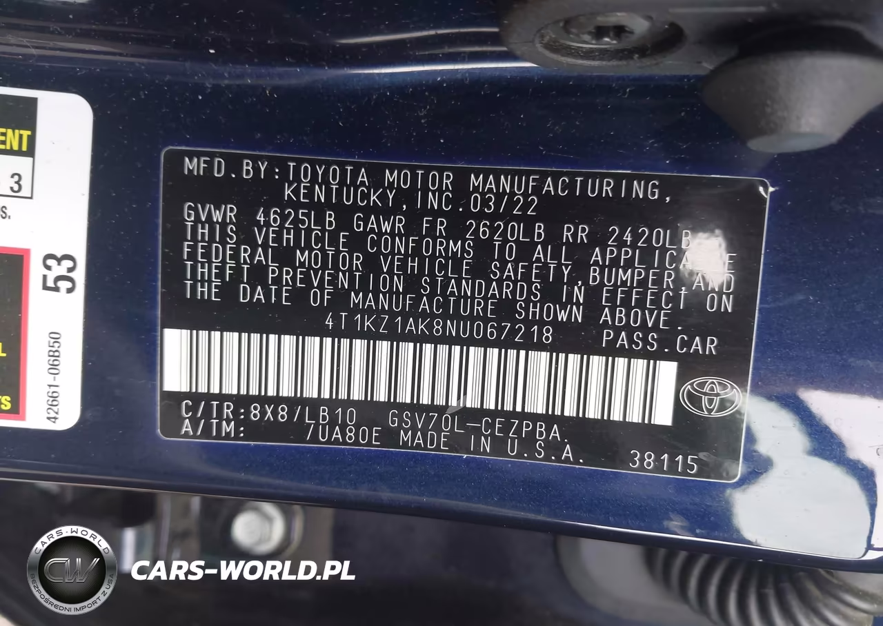 2022 Toyota Camry Xse V6 VIN:4T1KZ1AK8NU067218 - 9