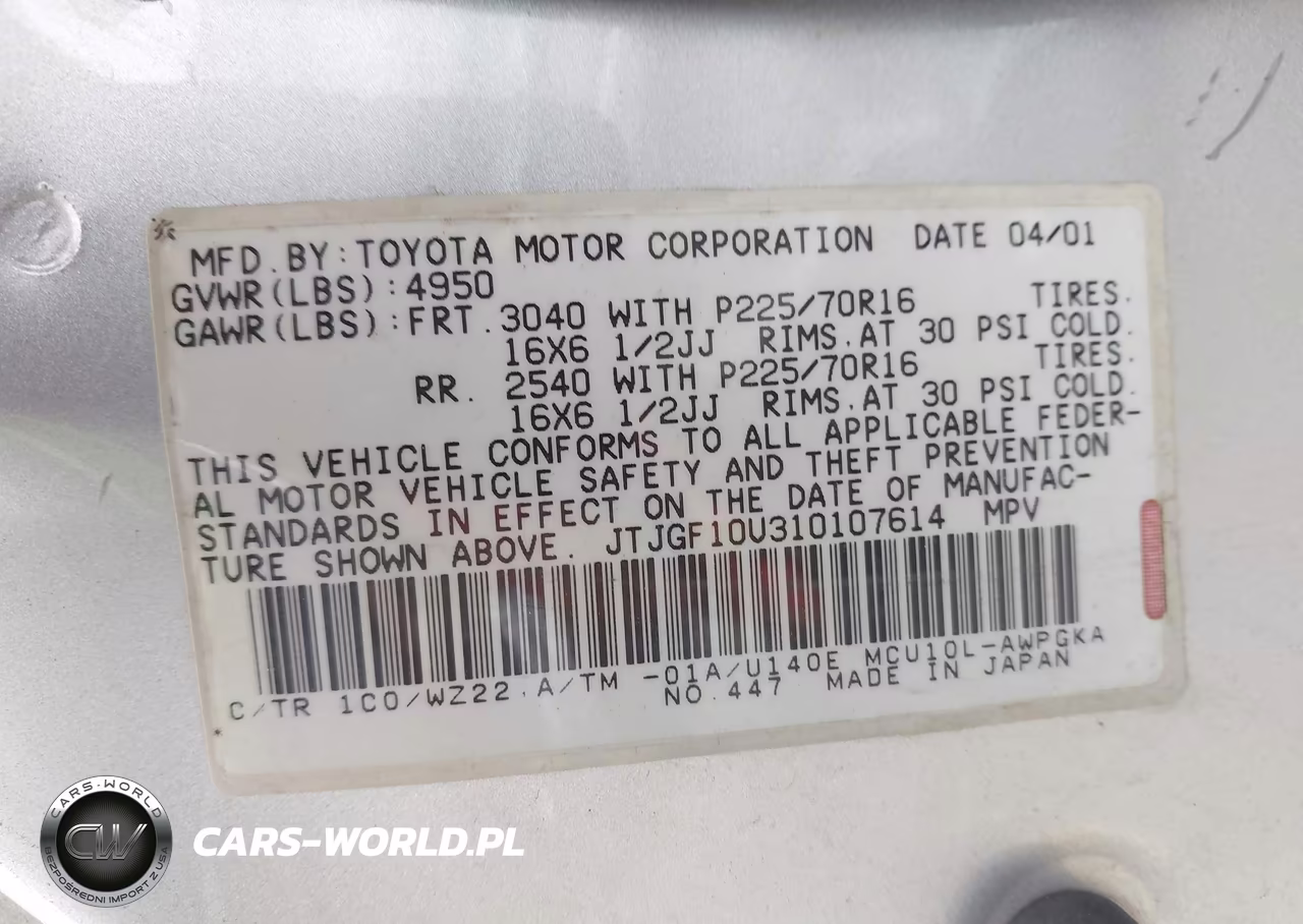2001 Lexus Rx 300 VIN:JTJGF10U310107614 - 9