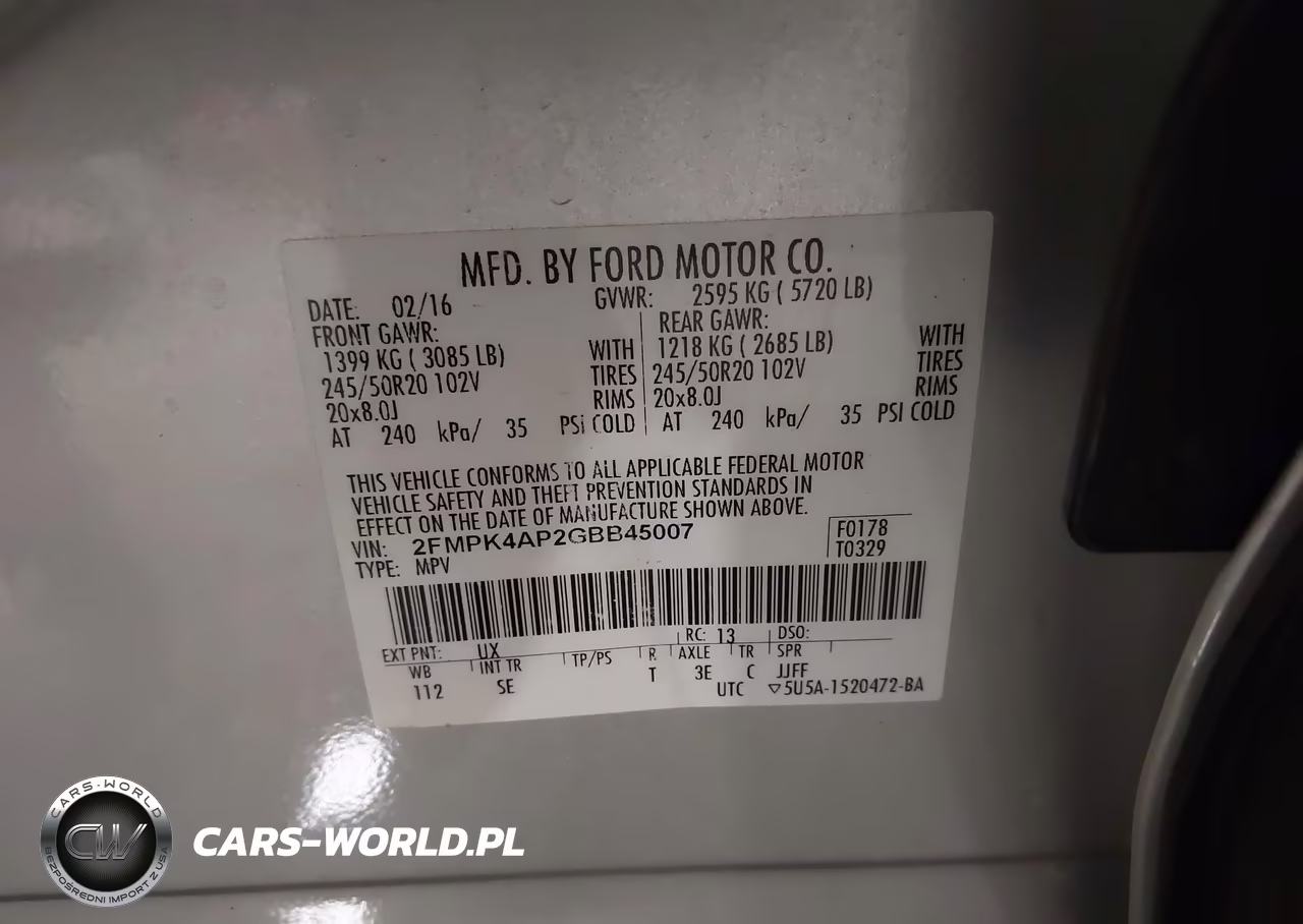 2016 Ford Edge Sport VIN:2FMPK4AP2GBB45007 - 9