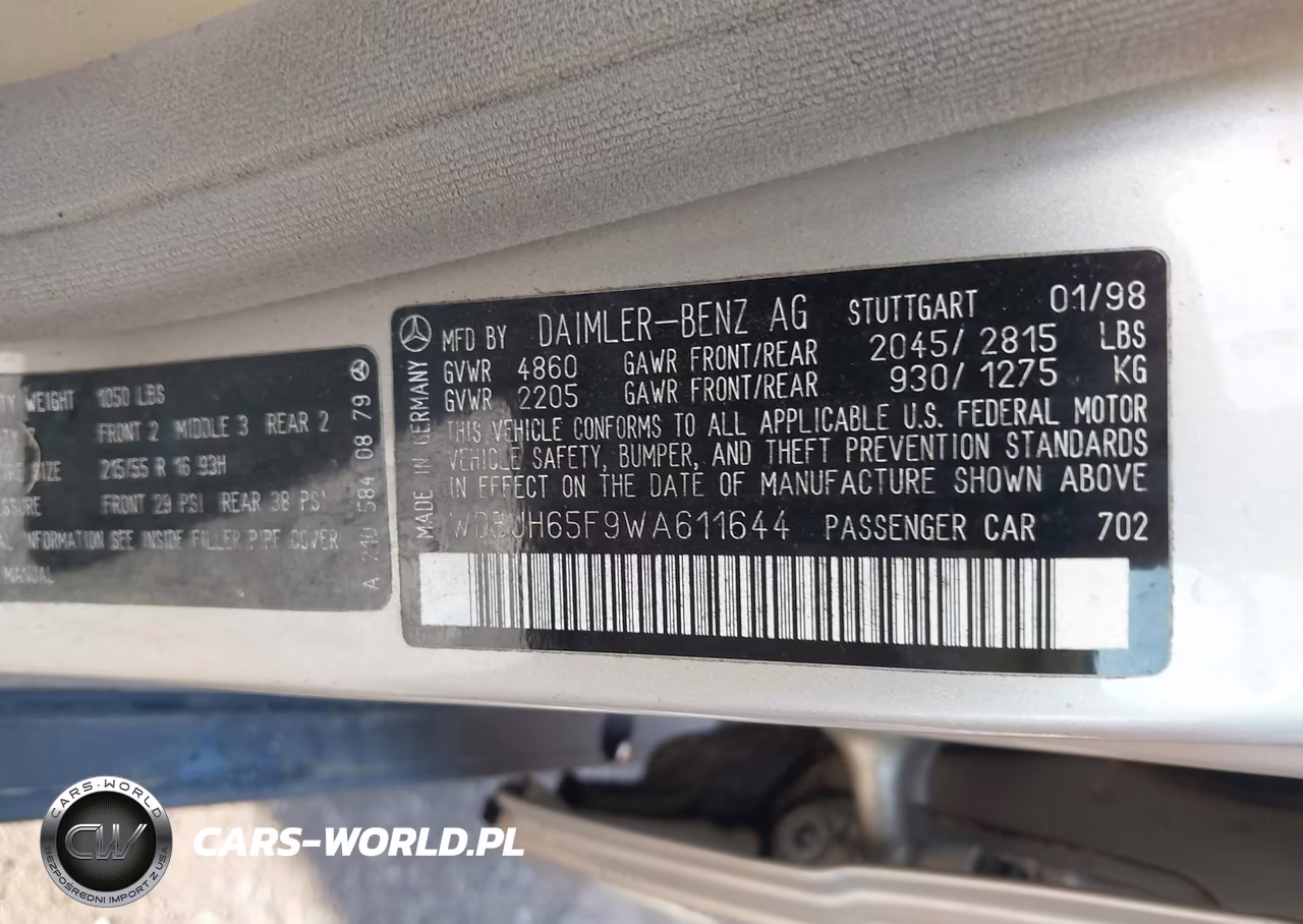 1998 Mercedes-Benz E 320 VIN:WDBJH65F9WA611644 - 9