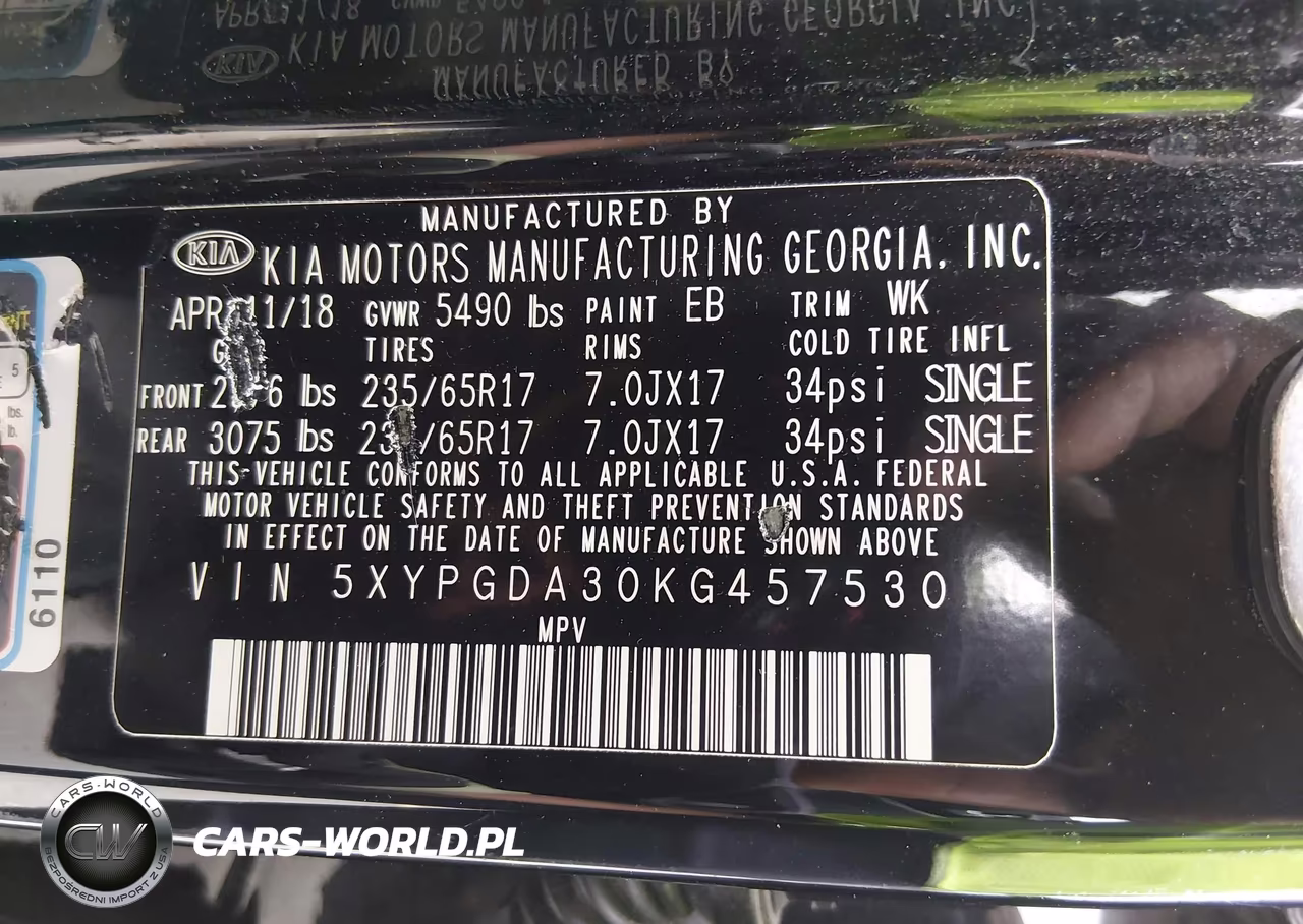 2019 Kia Sorento 2.4L Lx VIN:5XYPGDA30KG457530 - 9
