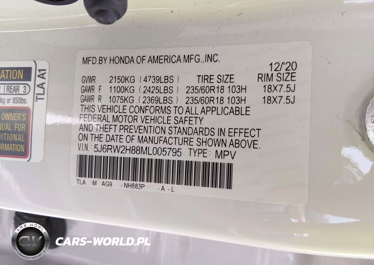 2021 Honda Cr-V Awd Ex-L VIN:5J6RW2H88ML005795 - 9