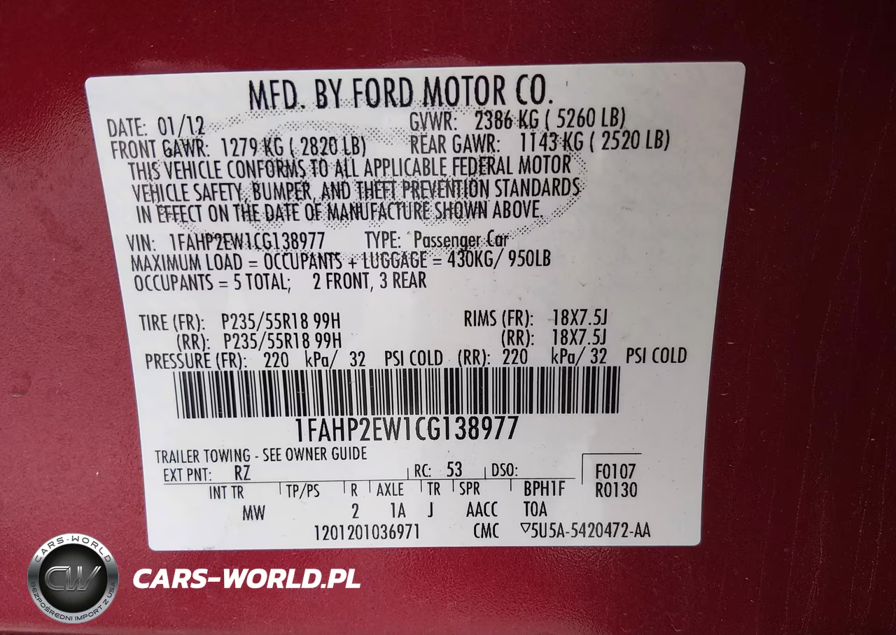 2012 Ford Taurus Sel VIN:1FAHP2EW1CG138977 - 9