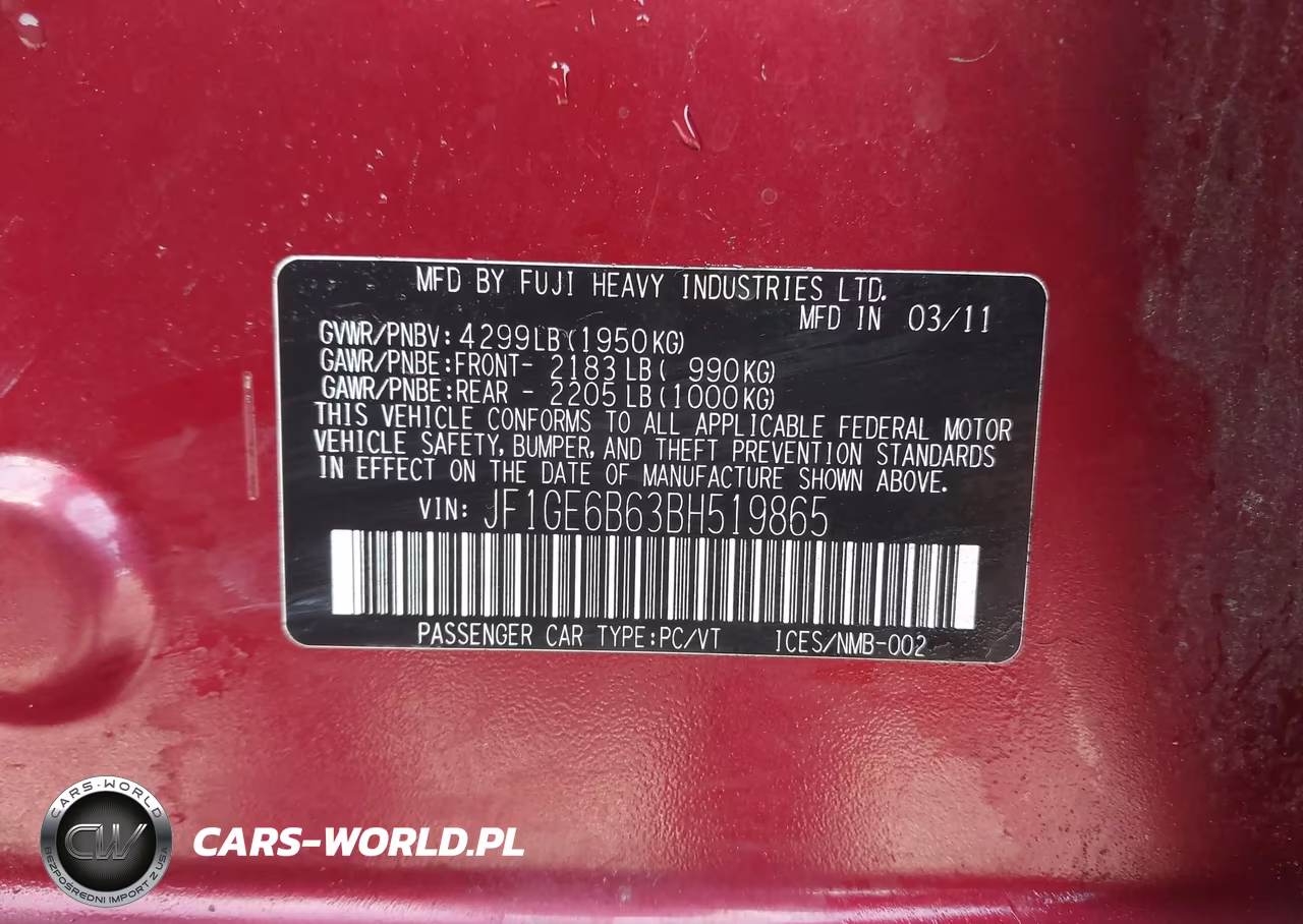 2011 Subaru Impreza 2.5I Premium VIN:JF1GE6B63BH519865 - 9