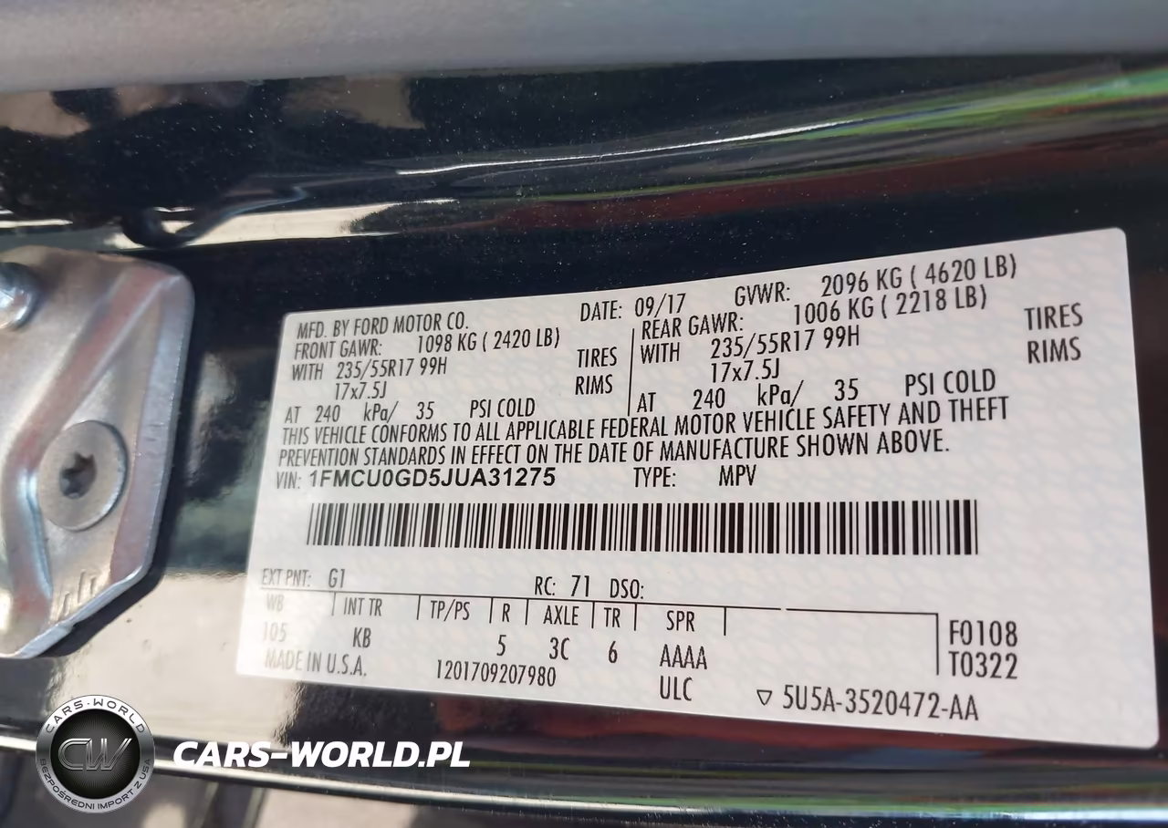 2018 Ford Escape Se VIN:1FMCU0GD5JUA31275 - 9