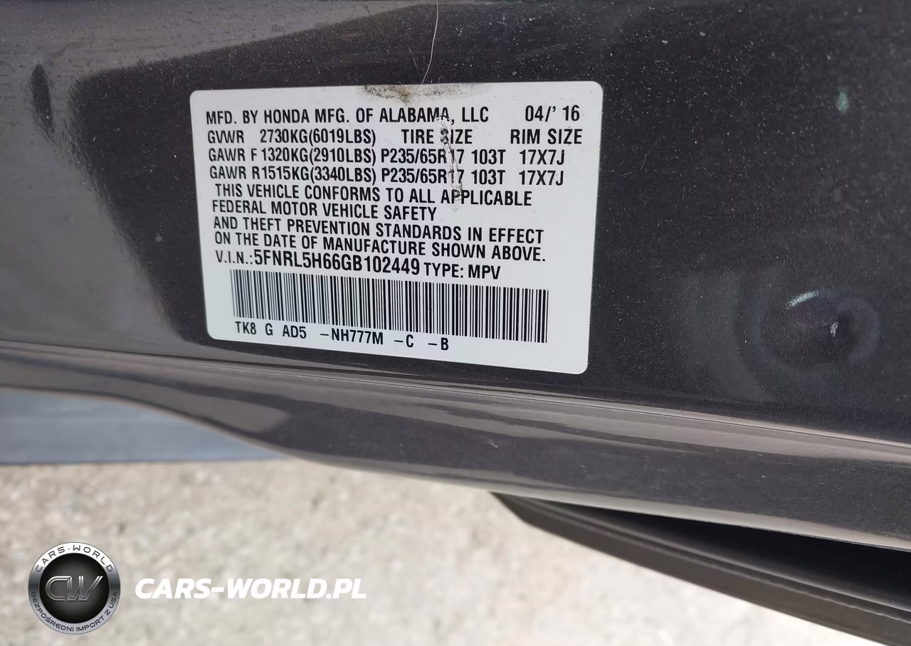 2016 Honda Odyssey Ex-L VIN:5FNRL5H66GB102449 - 9