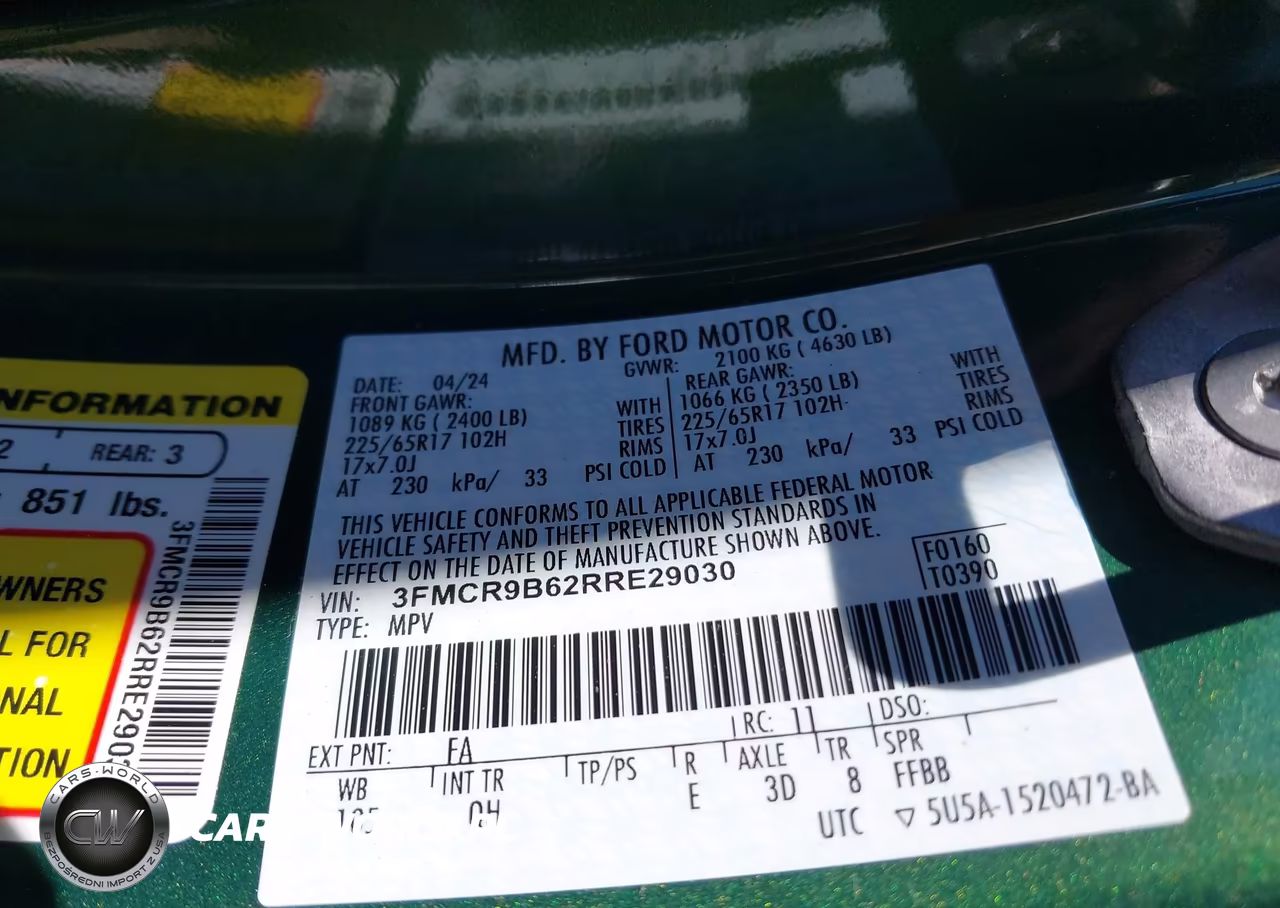 2024 Ford Bronco Sport Big Bend VIN:3FMCR9B62RRE29030 - 9