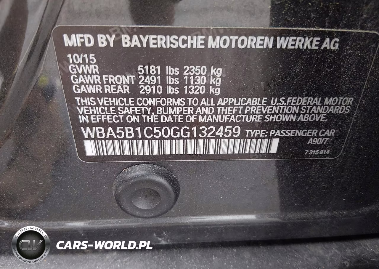 2016 BMW 535I VIN:WBA5B1C50GG132459 - 9