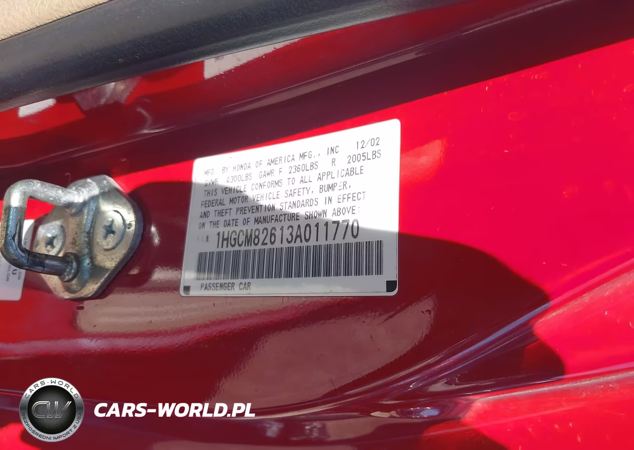 2003 Honda Accord 3.0 Ex VIN:1HGCM82613A011770 - 9