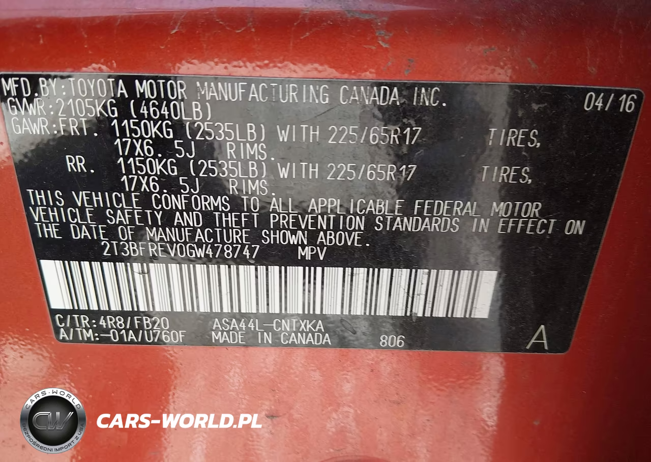 2016 Toyota Rav4 Le VIN:2T3BFREV0GW478747 - 9