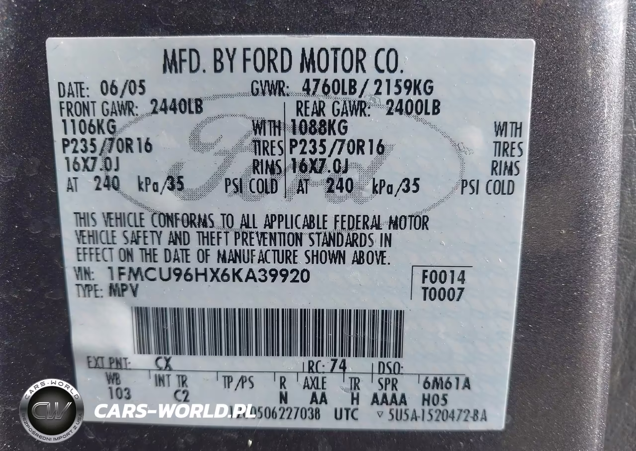 2006 Ford Escape Hybrid VIN:1FMCU96HX6KA39920 - 9