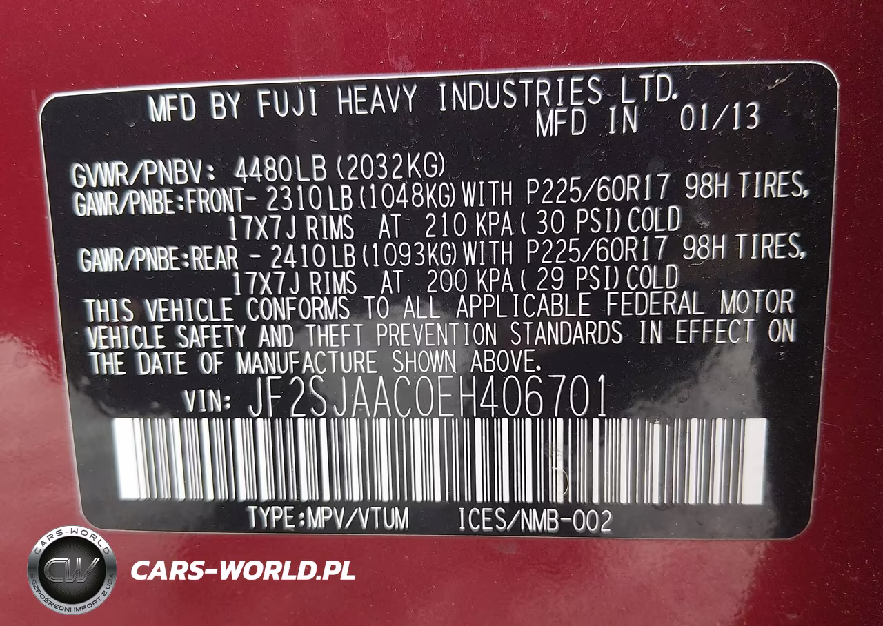 2014 Subaru Forester 2.5I VIN:JF2SJAAC0EH406701 - 9