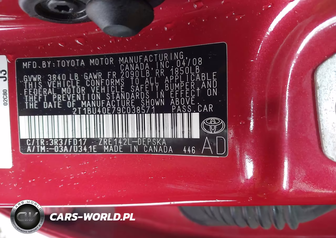 2009 Toyota Corolla S VIN:2T1BU40E79C038571 - 9