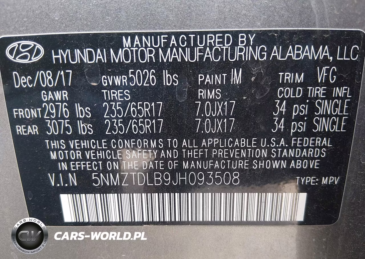 2018 Hyundai Santa Fe Sport 2.4L VIN:5NMZTDLB9JH093508 - 9