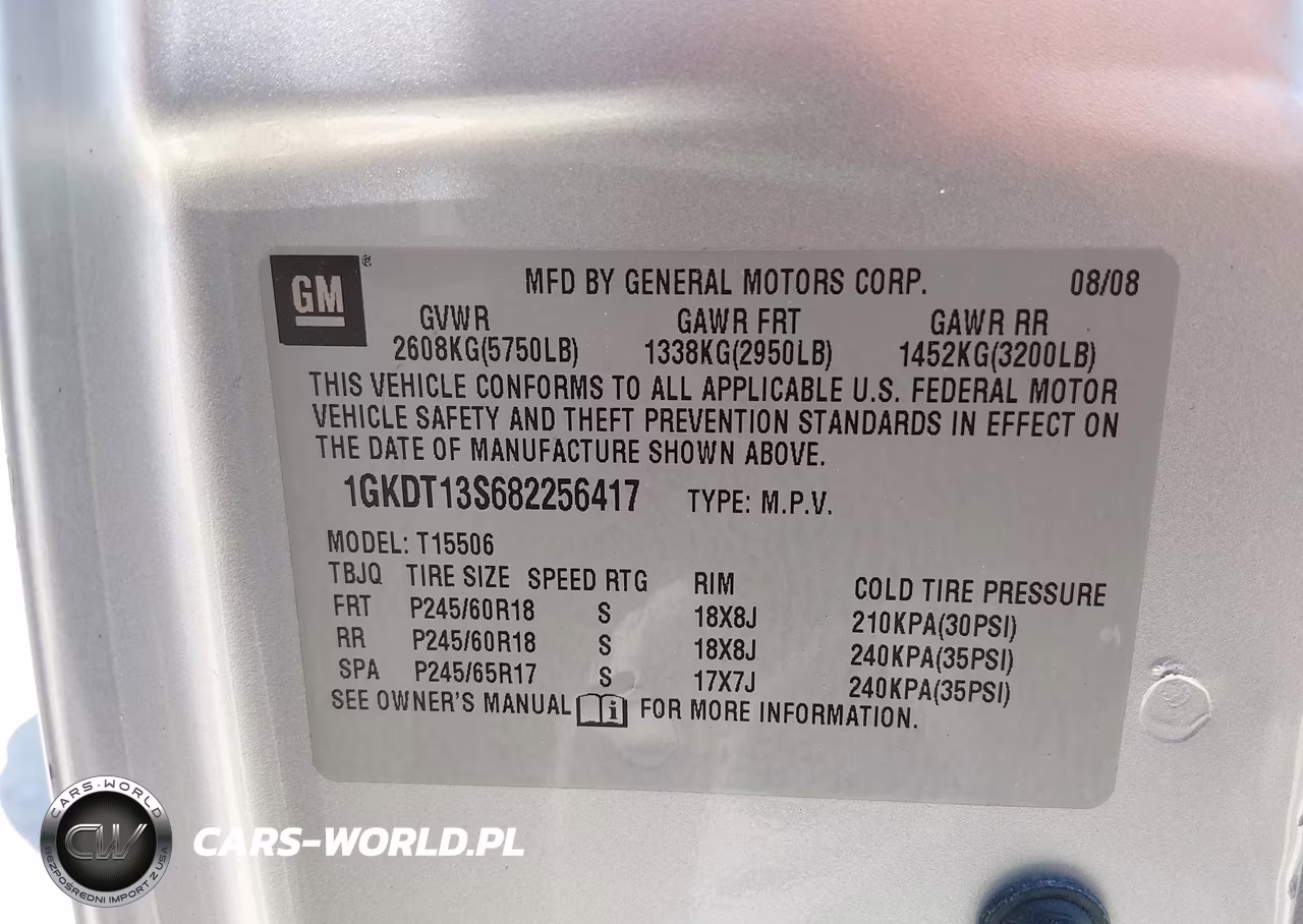 2008 GMC Envoy Slt VIN:1GKDT13S682256417 - 9