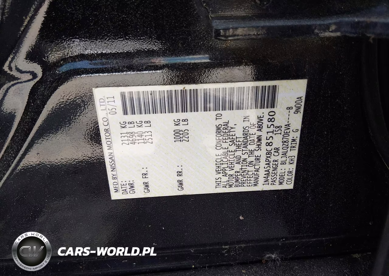 2011 Nissan Maxima 3.5 S VIN:1N4AA5APXBC851580 - 9