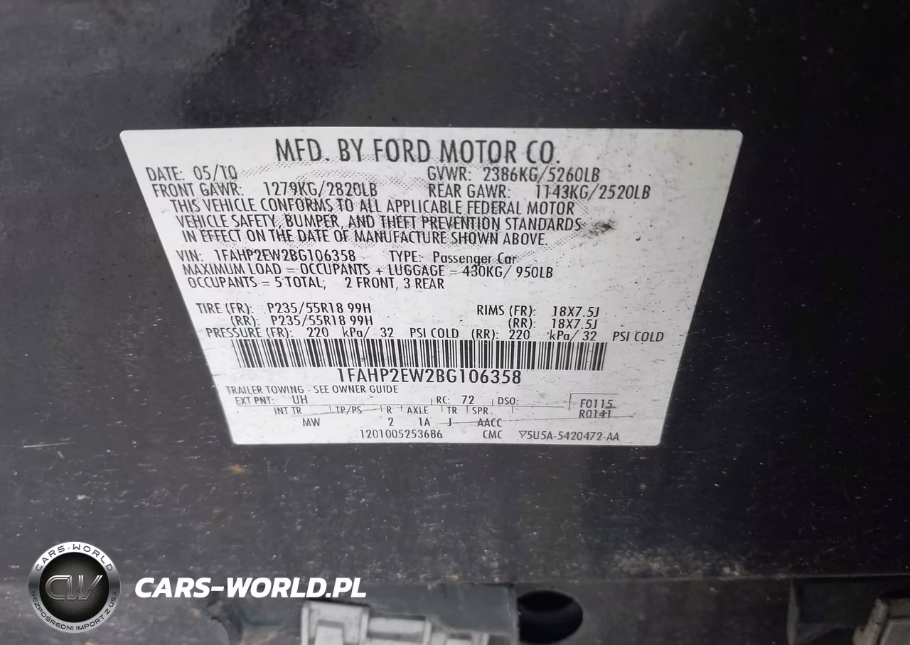 2011 Ford Taurus Sel VIN:1FAHP2EW2BG106358 - 9