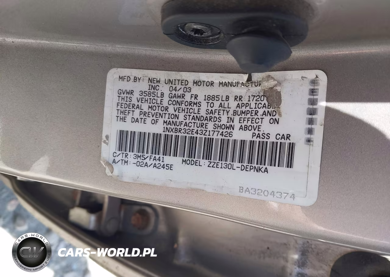 2003 Toyota Corolla Le VIN:1NXBR32E43Z177426 - 9