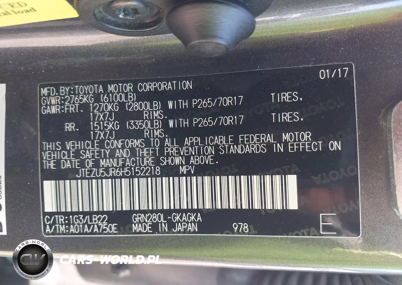 2017 Toyota 4Runner Sr5 Premium VIN:JTEZU5JR6H5152218 - 9