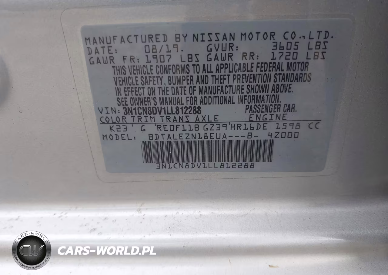 2020 Nissan Versa S Xtronic Cvt VIN:3N1CN8DV1LL812288 - 9