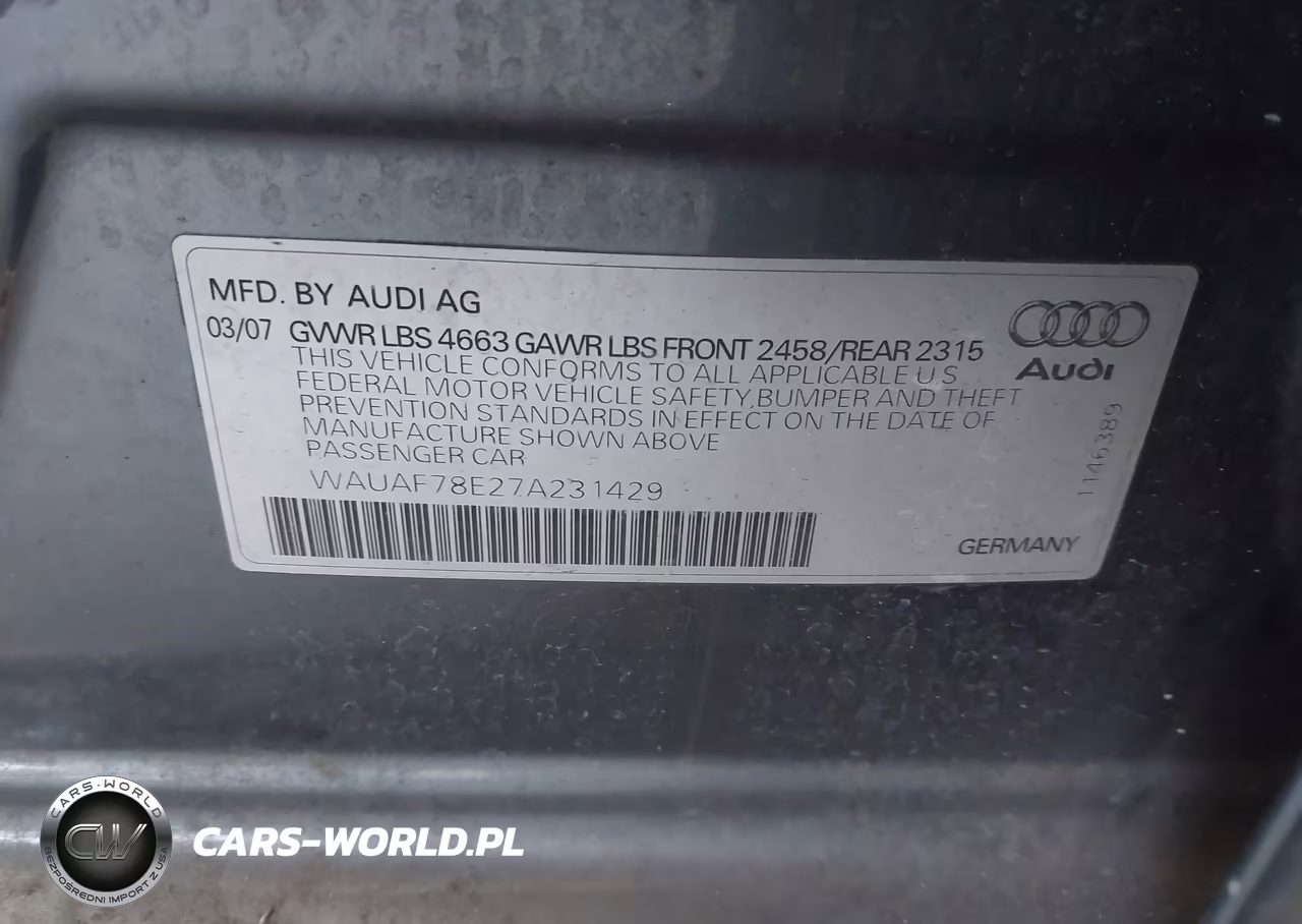 2007 Audi A4 2.0T VIN:WAUAF78E27A231429 - 9