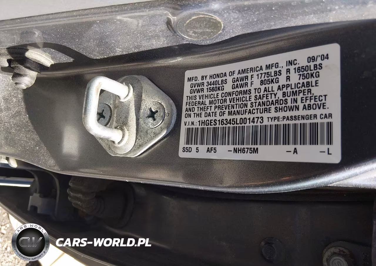 2005 Honda Civic Vp VIN:1HGES16345L001473 - 9