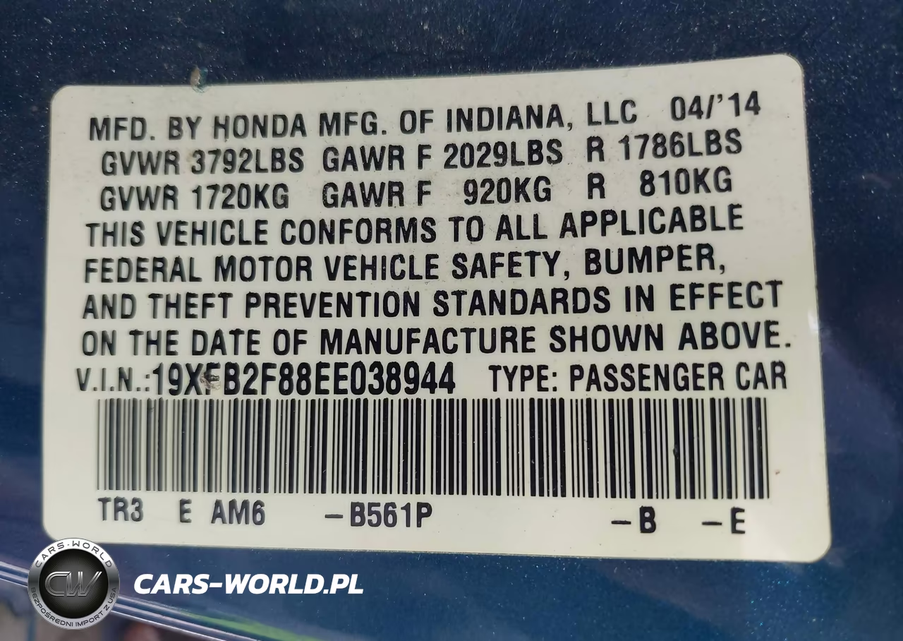 2014 Honda Civic Ex VIN:19XFB2F88EE038944 - 9