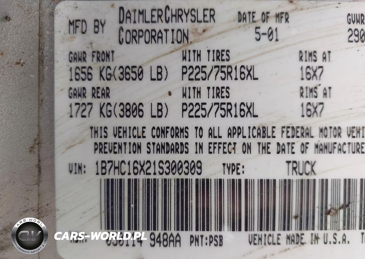 2001 Dodge Ram 1500 St-Ws VIN:1B7HC16X21S300309 - 9