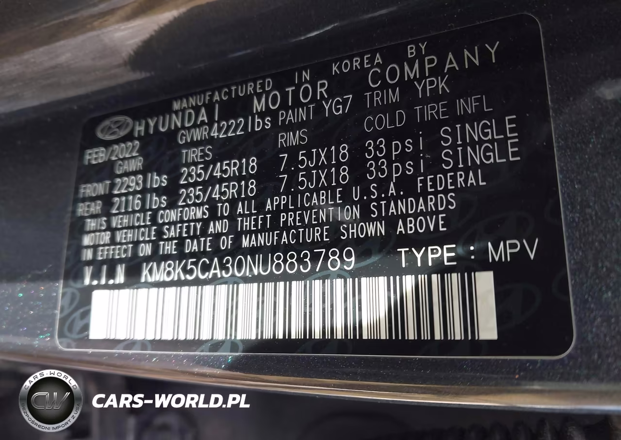 2022 Hyundai Kona Limited VIN:KM8K5CA30NU883789 - 9