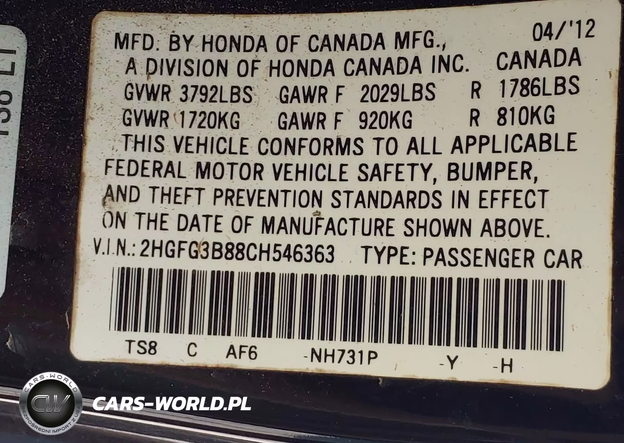2012 Honda Civic Ex VIN:2HGFG3B88CH546363 - 9
