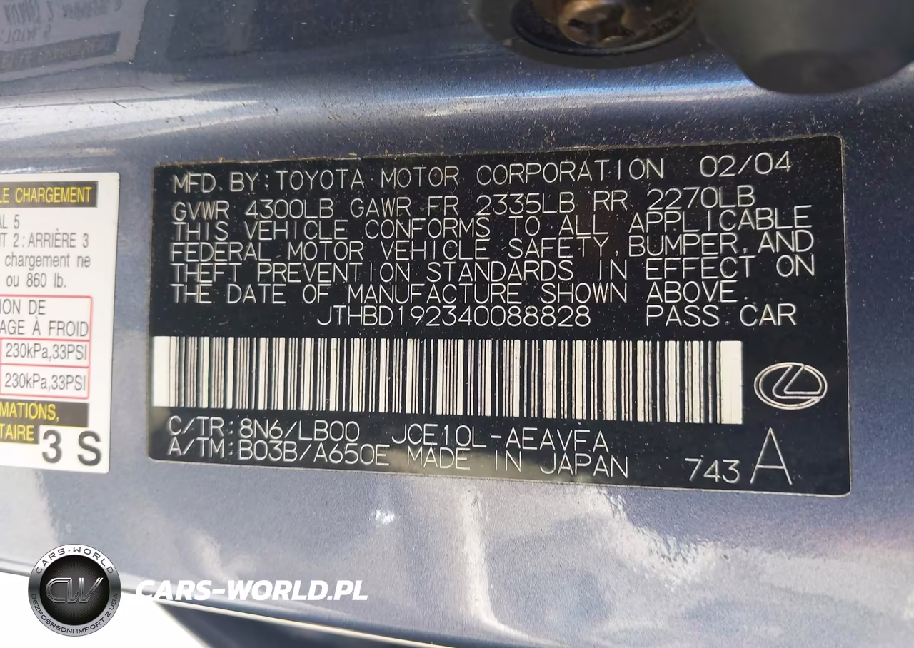 2004 Lexus Is 300 VIN:JTHBD192340088828 - 9