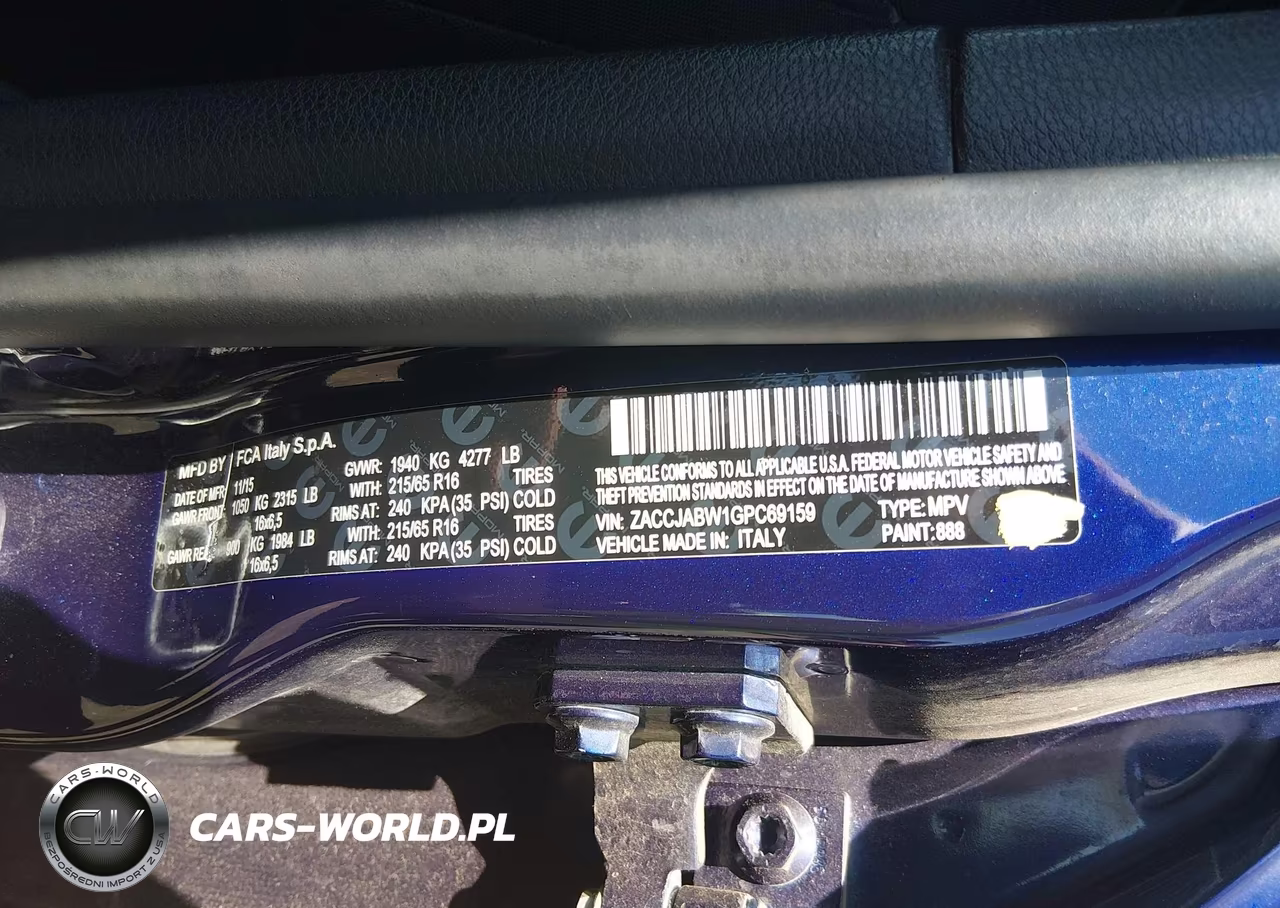2016 Jeep Renegade Latitude VIN:ZACCJABW1GPC69159 - 9