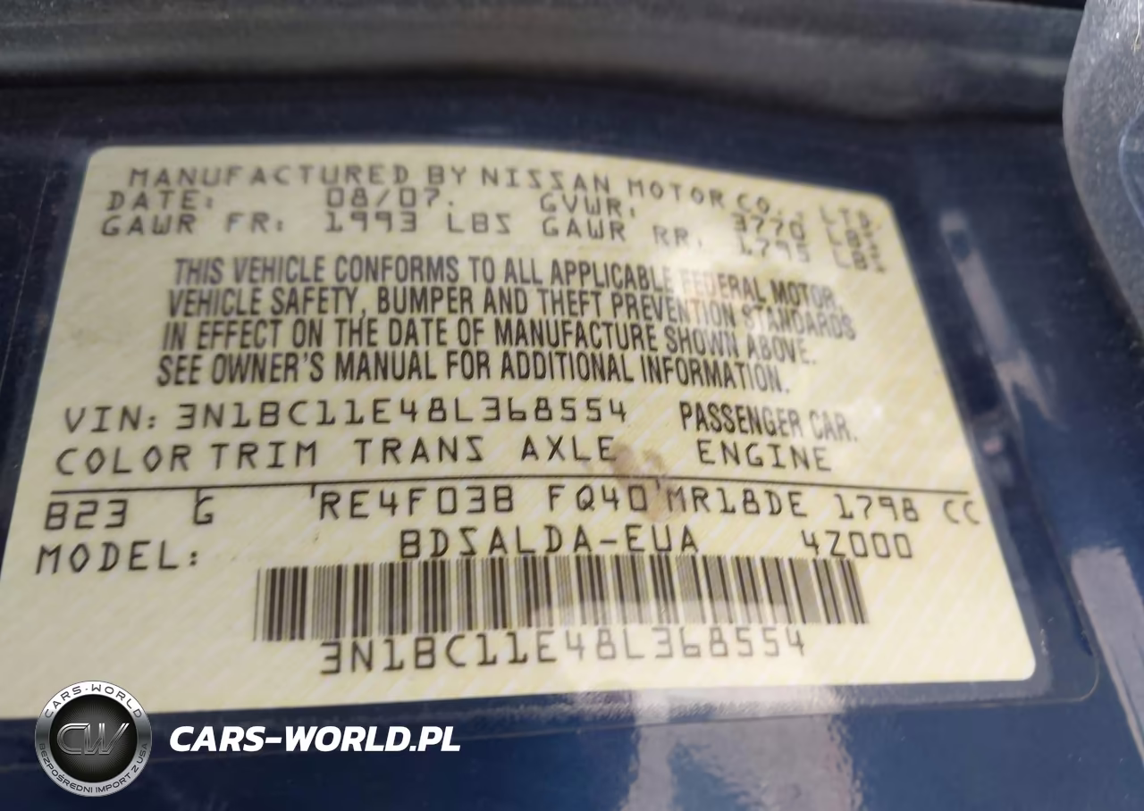 2008 Nissan Versa 1.8S VIN:3N1BC11E48L368554 - 9